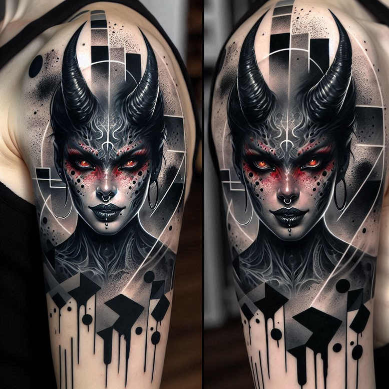 demons tattoo design ideas soft blending mythical for shoulder
