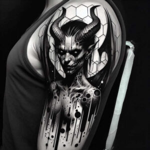 demons tattoo design ideas Surrealism chromatic aberration shadow play for palm