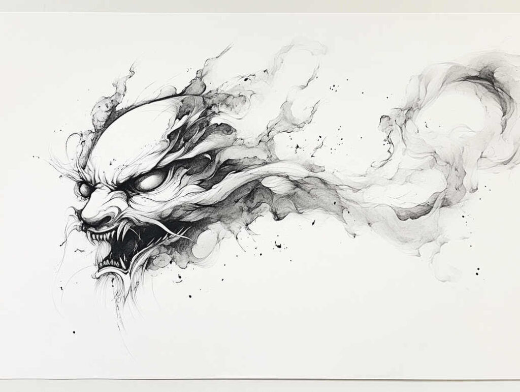 demons tattoo design ideas Surrealism surreal lighting spiritual darkness for lower thigh