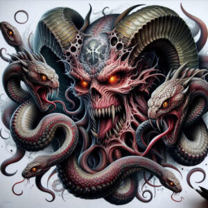 winged-demon – tattoo design ideas free ai generated – realism-studio-quality – for-lower-chest – Gallery: demons-inkby-ai