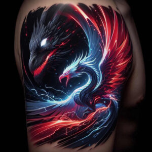dragon-breath – tattoo design ideas free ai generated – unsettling – for-temple – Gallery: dragons-inkby-ai