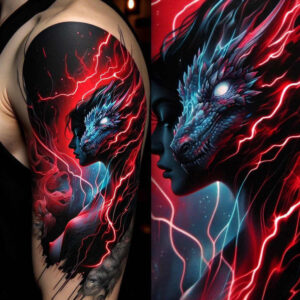 dragon-power – tattoo design ideas free ai generated – chained – for-back – Gallery: dragons-inkby-ai