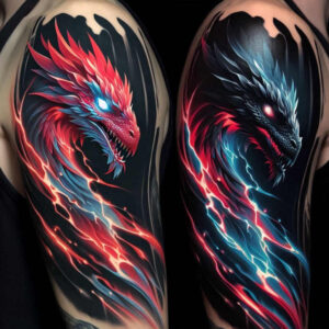dragon-silhouette – tattoo design ideas free ai generated – black-fog – for-foot – Gallery: dragons-inkby-ai