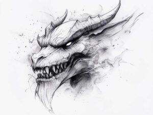 dragon-with-scales – tattoo design ideas free ai generated – sinister – for-lower-leg – Gallery: dragons-inkby-ai