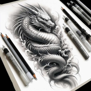 dragons – tattoo design ideas free ai generated – abandoned – for-scapula – Gallery: dragons-inkby-ai