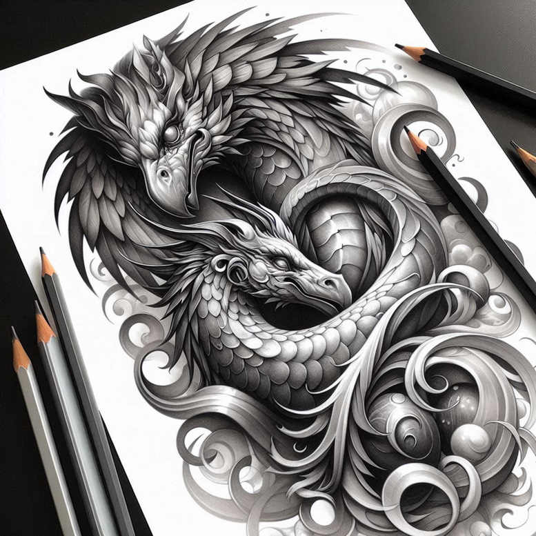 dragons tattoo design ideas Realism realistic dimension dynamic for triceps
