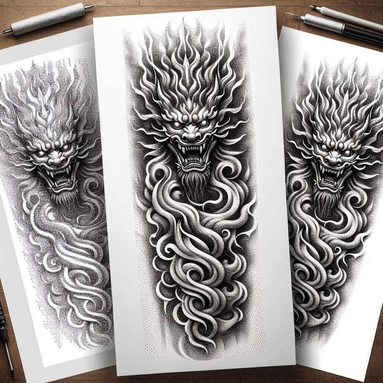dragons tattoo design ideas color richness fierce silhouette symbolising perseverance