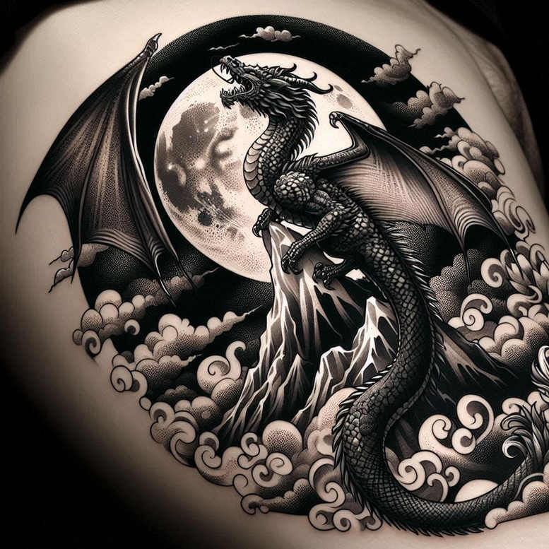 dragons tattoo design ideas Realism seamless blend roaring symbolising resilience