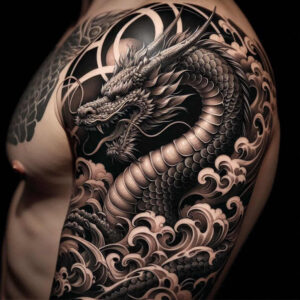 western-dragon – tattoo design ideas free ai generated – uncanny – for-outer-arm – Gallery: dragons-inkby-ai