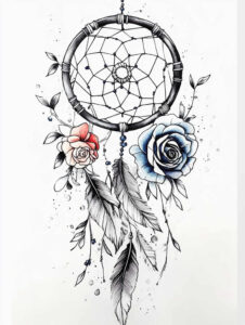 dreamcatcher – tattoo design ideas free ai generated – surrealism-symbolic – for-lower-thigh – Gallery: dreamcatchers-inkby-ai
