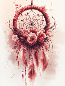 dreamcatcher-with-beads-and-feathers – tattoo design ideas free ai generated – surrealism-translucent-layers – for-lower-arm – Gallery: dreamcatchers-inkby-ai
