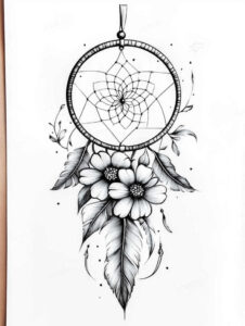 dreamcatcher-with-beads – tattoo design ideas free ai generated – neotraditional-subtle-tone – for-upper-arm – Gallery: dreamcatchers-inkby-ai