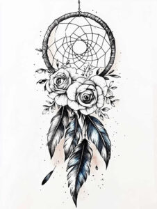 geometric-dreamcatcher – tattoo design ideas free ai generated – surrealism-dynamic-shapes – for-hip – Gallery: dreamcatchers-inkby-ai