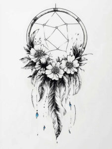 minimalist-dreamcatcher – tattoo design ideas free ai generated – realism-emotional-realism – for-neck – Gallery: dreamcatchers-inkby-ai