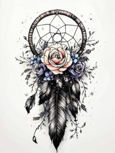 spiritual-dreamcatcher – tattoo design ideas free ai generated – neotraditional-rich-shading – for-knee – Gallery: dreamcatchers-inkby-ai