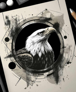 battle-eagle – tattoo design ideas free ai generated – neotraditional-enhanced-color – for-back – Gallery: eagles-inkby-ai