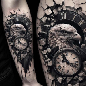 battle-eagle – tattoo design ideas free ai generated – surrealism-shadow-play – for-nape – Gallery: eagles-inkby-ai