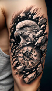 dynamic-eagle – tattoo design ideas free ai generated – surrealism-hallucinatory – for-sternum – Gallery: eagles-inkby-ai