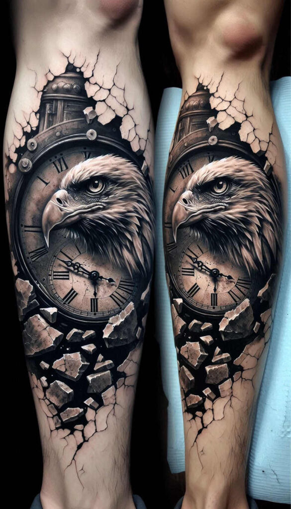 eagle-against-sky – tattoo design ideas free ai generated – realism-color-precision – for-hand – Gallery: eagles-inkby-ai