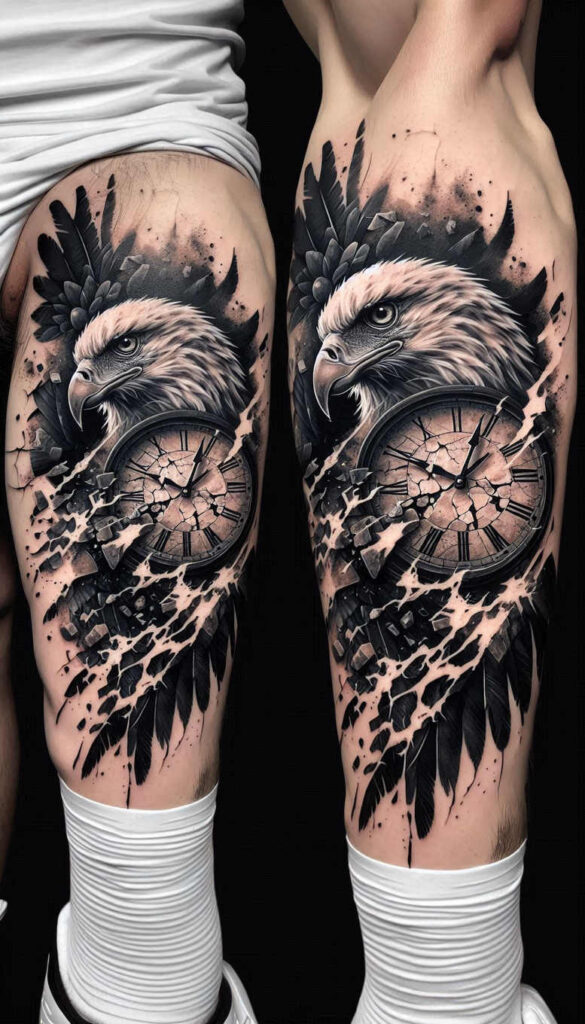 eagle-power-symbol – tattoo design ideas free ai generated – realism-true-skin – for-sternum – Gallery: eagles-inkby-ai