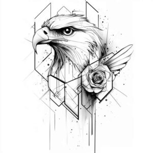eagle-power-symbol – tattoo design ideas free ai generated – surrealism-transcendent – for-calf – Gallery: eagles-inkby-ai
