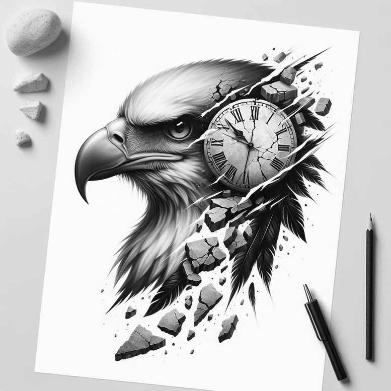 eagle-strength-symbol – tattoo design ideas free ai generated – neotraditional-clean-contrast – for-lower-arm – Gallery: eagles-inkby-ai
