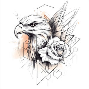 eagle-strength-symbol – tattoo design ideas free ai generated – realism-optical-illusion – for-upper-arm – Gallery: eagles-inkby-ai