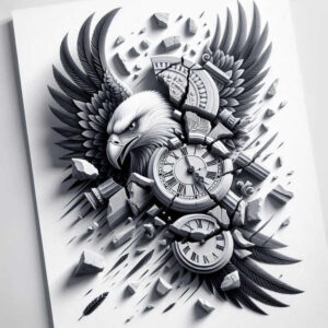 eagle-with-crown – tattoo design ideas free ai generated – neotraditional-vivid-detail – for-palm – Gallery: eagles-inkby-ai
