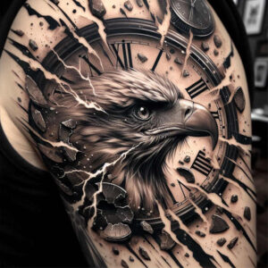 eagle-with-fire – tattoo design ideas free ai generated – neotraditional-bold-highlights – for-upper-thigh – Gallery: eagles-inkby-ai