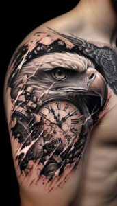 eagle-with-lightning – tattoo design ideas free ai generated – neotraditional-clean-fill – for-wrist-side – Gallery: eagles-inkby-ai