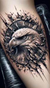 eagle-with-lightning – tattoo design ideas free ai generated – surrealism-hyperreal – for-collarbone – Gallery: eagles-inkby-ai