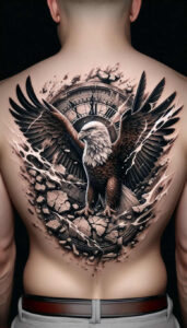eagle-with-lines – tattoo design ideas free ai generated – realism-soft-contrast – for-scapula – Gallery: eagles-inkby-ai