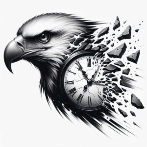 eagle-with-stars – tattoo design ideas free ai generated – surrealism-symbolism – for-lower-thigh – Gallery: eagles-inkby-ai