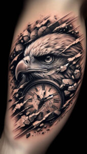 for-women – tattoo design ideas free ai generated – surrealism-vivid-hallucination – for-upper-thigh – Gallery: eagles-inkby-ai