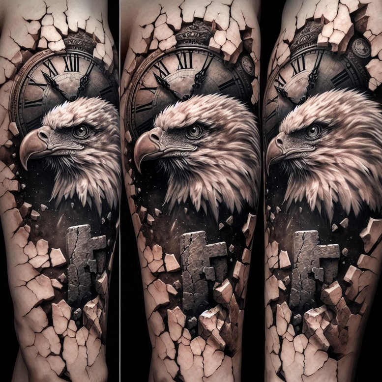 freedom-eagle-symbol – tattoo design ideas free ai generated – realism-photo-accuracy – for-knee – Gallery: eagles-inkby-ai
