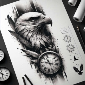 freedom-eagle-symbol – tattoo design ideas free ai generated – realism-smooth-gradients – for-abdomen – Gallery: eagles-inkby-ai