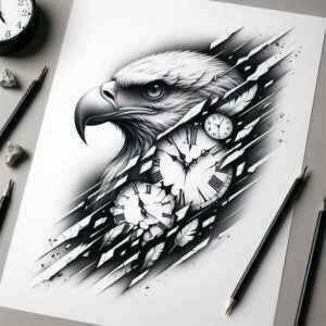 patriotic-eagle-tattoo – tattoo design ideas free ai generated – neotraditional-artful-color – for-lower-arm – Gallery: eagles-inkby-ai