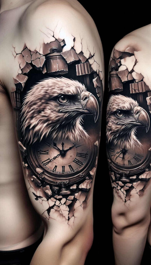 patriotic-eagle-tattoo – tattoo design ideas free ai generated – realism-refined-contrast – for-inner-arm – Gallery: eagles-inkby-ai