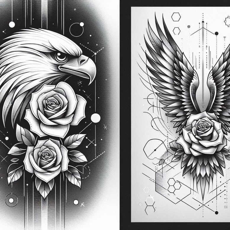 powerful-eagle – tattoo design ideas free ai generated – realism-natural-blush – for-biceps – Gallery: eagles-inkby-ai