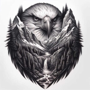 spiritual-eagle – tattoo design ideas free ai generated – surrealism-enigmatic – for-side-torso – Gallery: eagles-inkby-ai