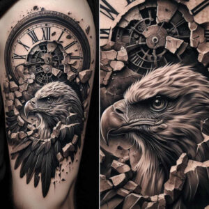 eagles tattoo design ideas Surrealism subconscious themes keen gaze for stomach