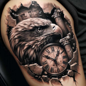 eagles tattoo design ideas Surrealism imperfect symmetry strength for thigh