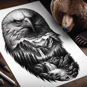 eagles tattoo design ideas intricate shading strong contrast for side torso