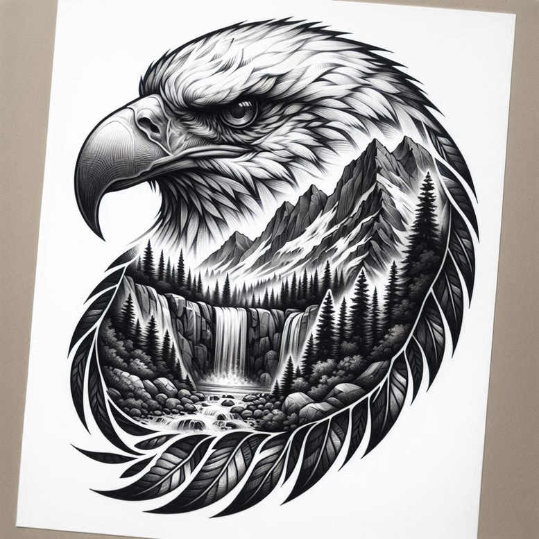 eagles tattoo design ideas saturated strong lines for full back