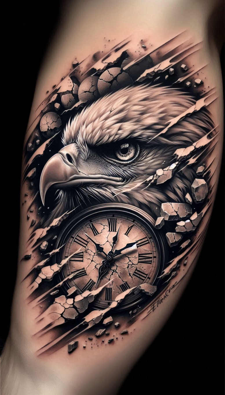 eagles tattoo design ideas Surrealism symbolism swift meaning endurance