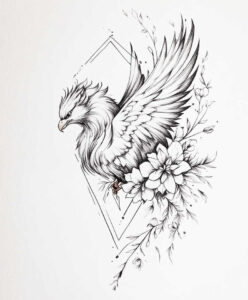 warrior-eagle – tattoo design ideas free ai generated – surrealism-melting-forms – for-back-shoulder – Gallery: eagles-inkby-ai