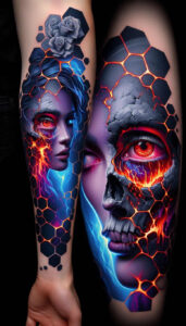 3d-face – tattoo design ideas free ai generated – surrealism-chromatic-flux – for-fingers – Gallery: faces-inkby-ai
