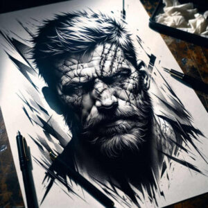 3d-face – tattoo design ideas free ai generated – surrealism-melting-forms – for-nape – Gallery: faces-inkby-ai