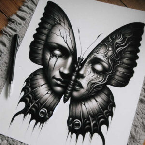 3d-face – tattoo design ideas free ai generated – surrealism-symbolic-motifs – for-wrist – Gallery: faces-inkby-ai