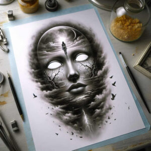 abstract-face – tattoo design ideas free ai generated – realism-emotional-realism – for-stomach – Gallery: faces-inkby-ai